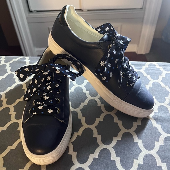 1901 Shoes - Women's Navy Blue Sneakers with Floral Laces